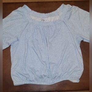 Baby blue white polkadot stretch hem